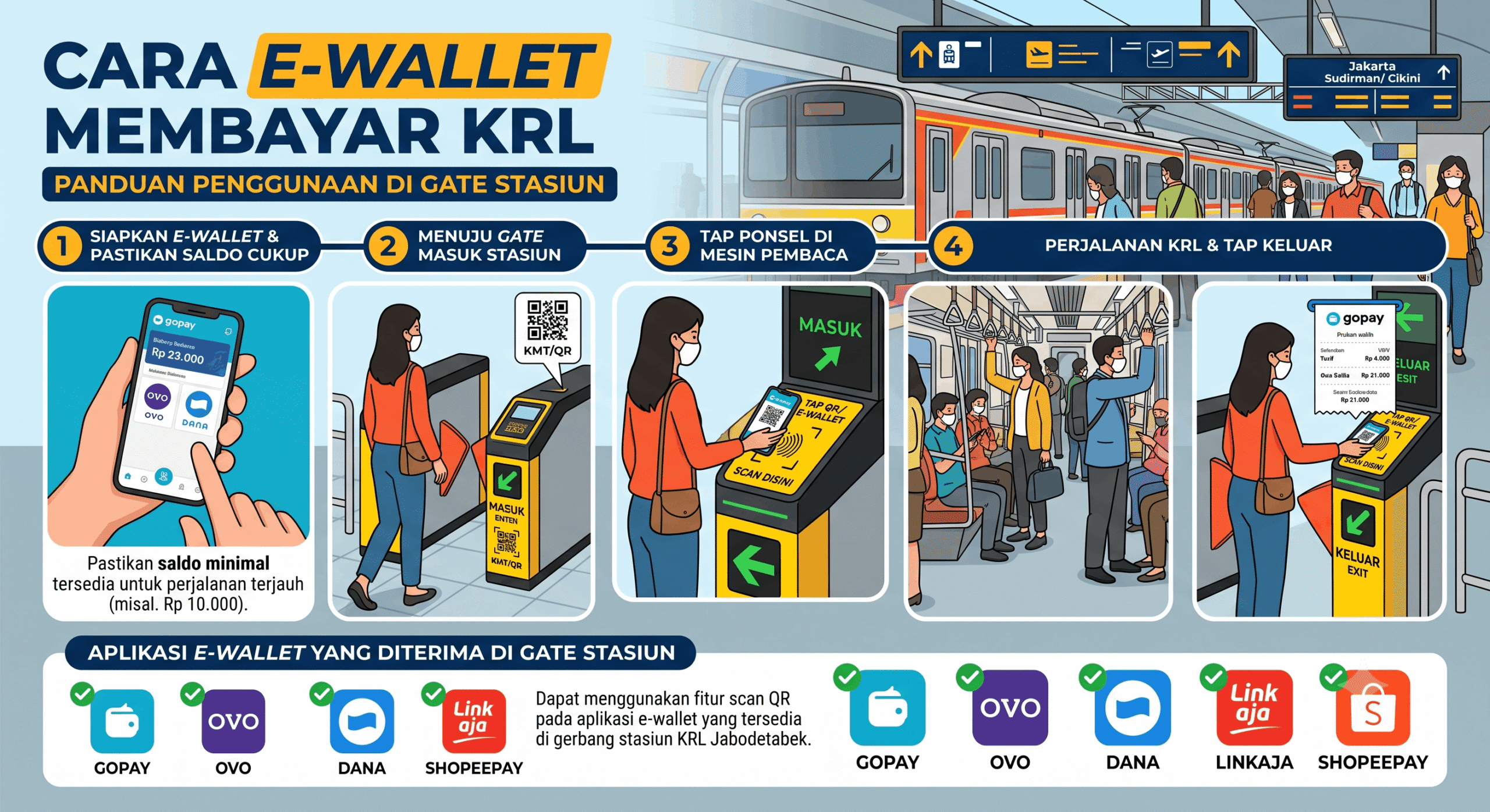 Ilustrasi: Cara E-wallet Membayar KRL dan Aplikasi yang Diterima di Gate Stasiun