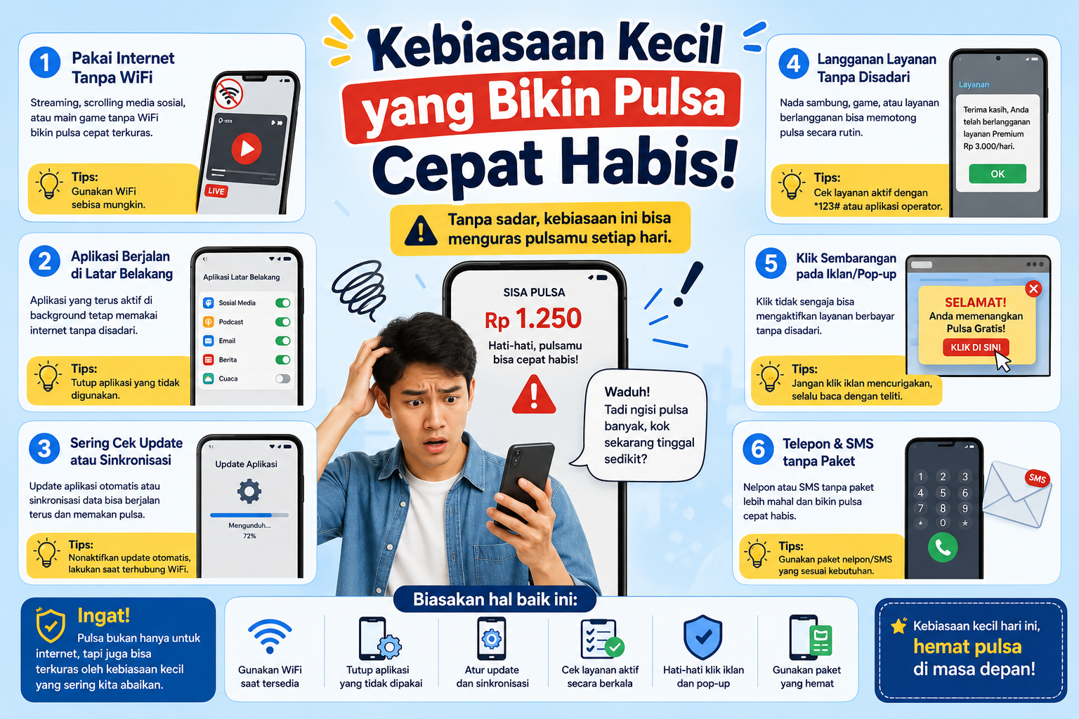Kebiasaan Kecil yang Bikin Pulsa Cepat Habis